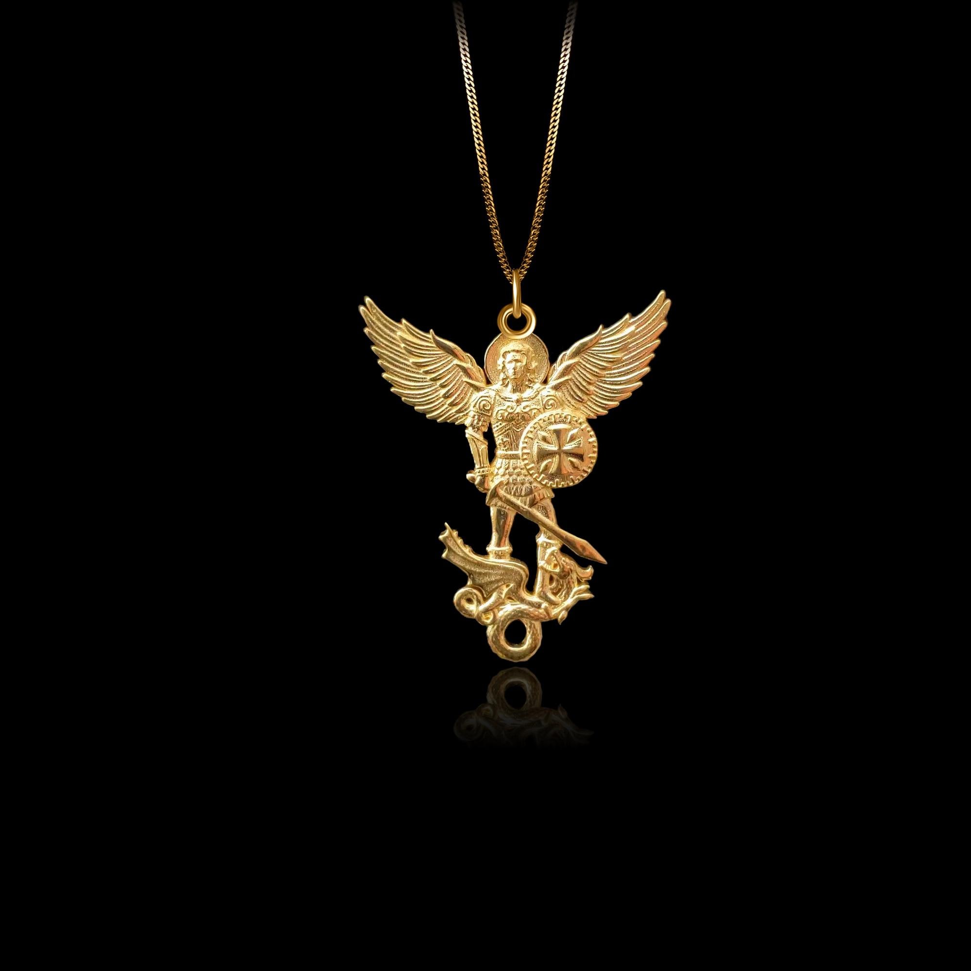 Gold St Michael Pendant 6 - Solid Gold Archangel Michael Necklace Angelic Jewelry Symbol Of Divine Protection & Strength – Made In USA