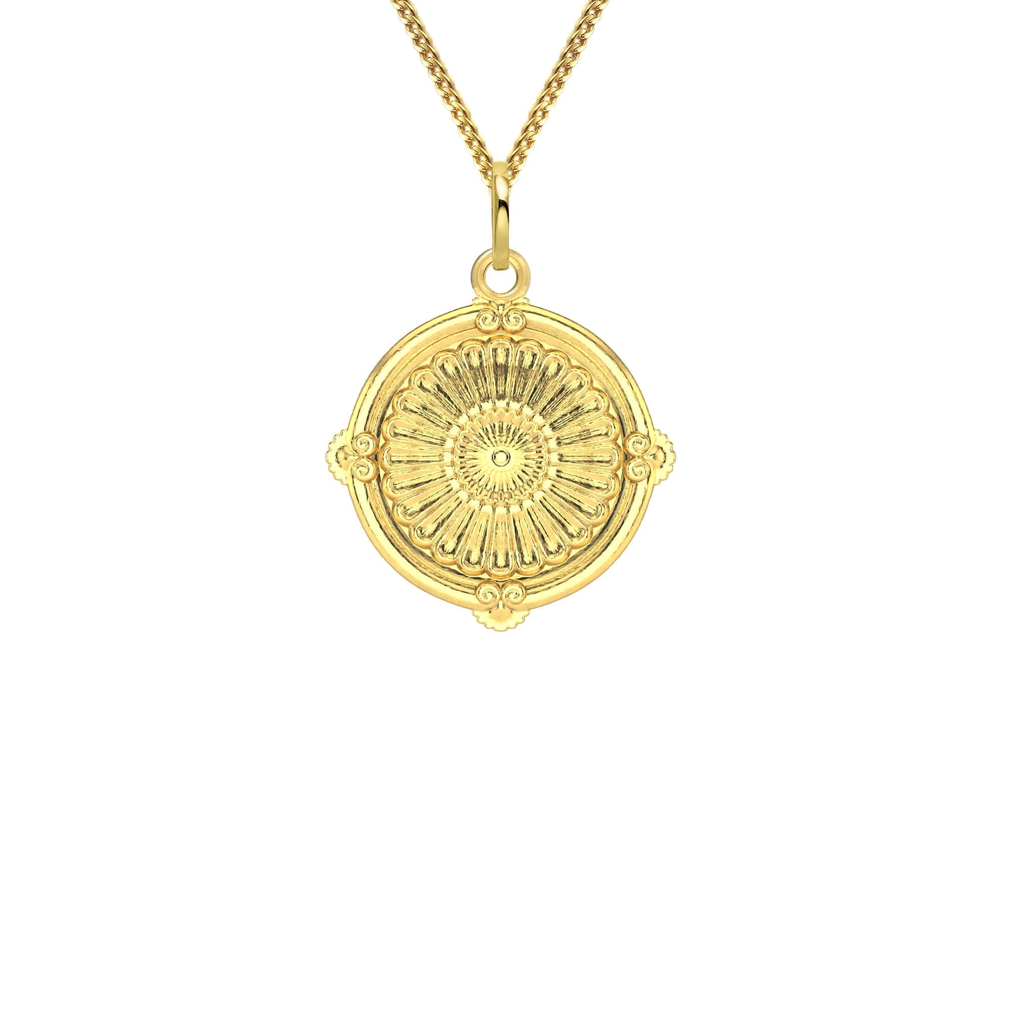 MINI Medallion Necklace 18K Solid Gold Medallion Ornate | Etsy