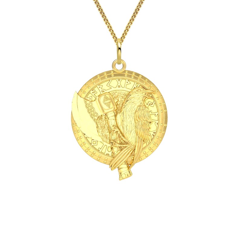 Viking Axe Pendant 14k Solid Gold Viking Necklace Axe Etsy