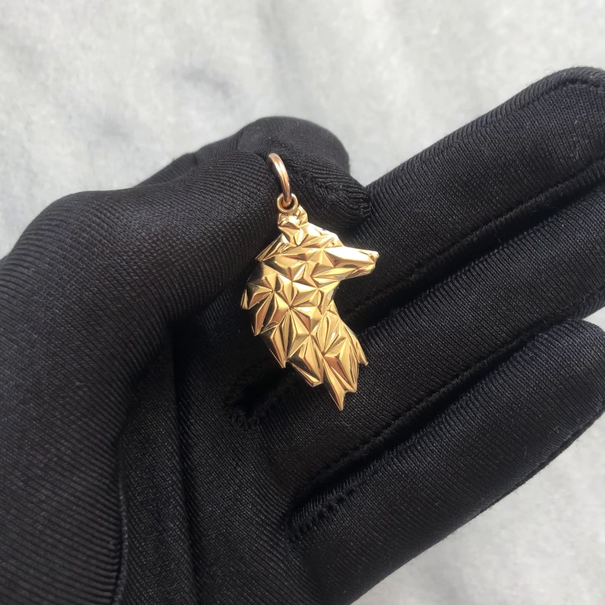 Gold Wolf Pendant 14k Solid Gold Wolf Necklace Wolf Charm Etsy