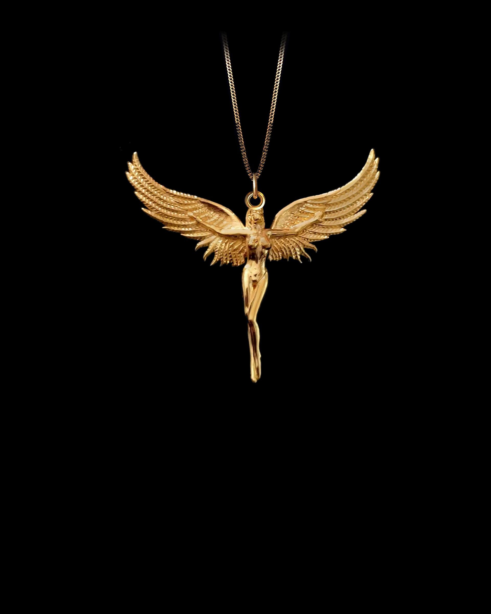 【人気ショップが最安値挑戦！】 Gold Angel Gold Solid Real 18k 14k, - Pendant Angel Woman ゴールド