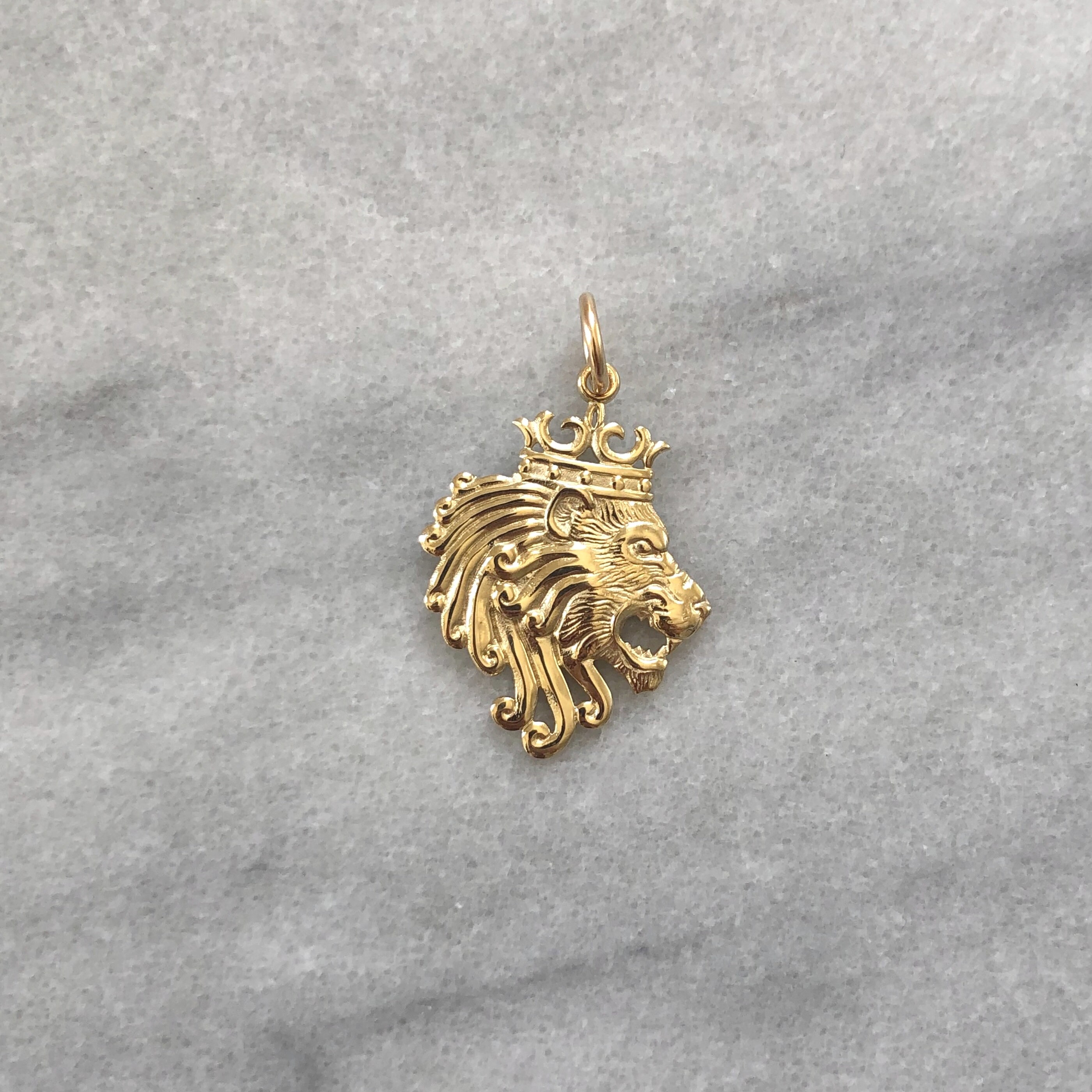 Gold Lion Pendant 14k Solid Gold Lion Head Necklace Lion Etsy Singapore