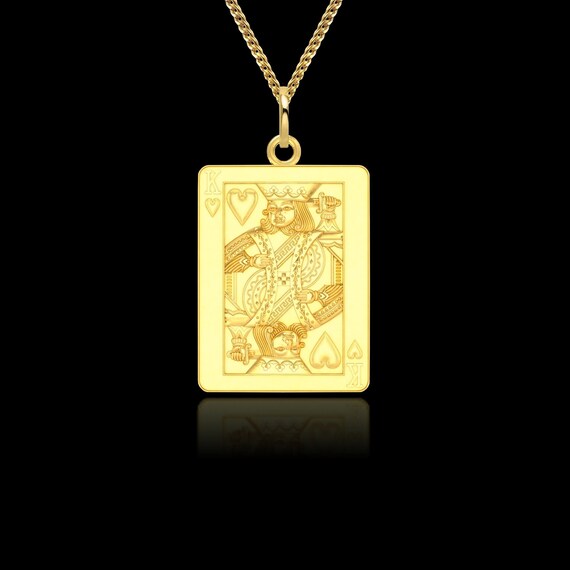 Gold Playing Card Pendant King of 