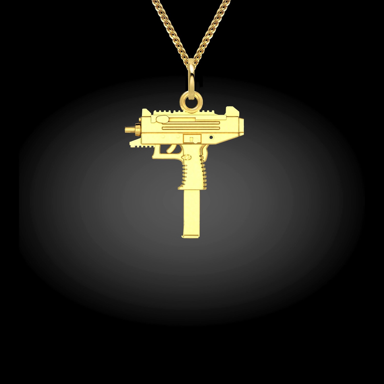 MINI Uzi Pendant 18K Solid Gold Uzi Gun Necklace Gold Uzi | Etsy