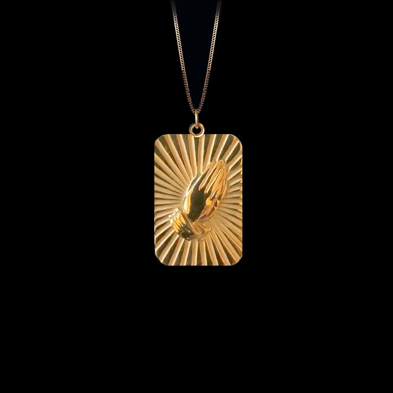 Gold Praying Hands Pendant 14k Solid Gold Praying Hands Necklace