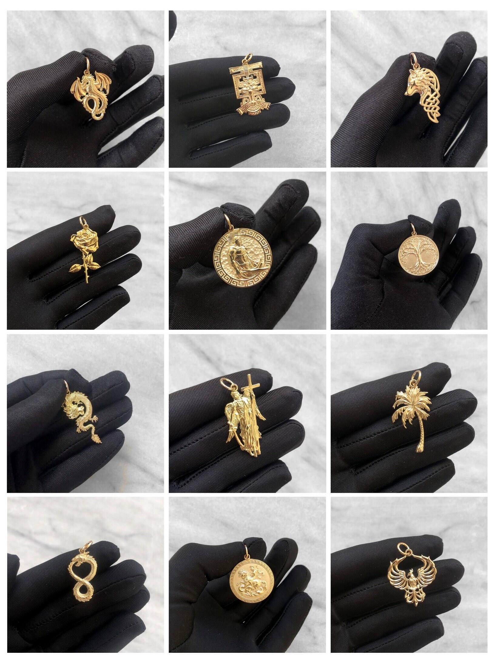 Gold praying deals hands medallion