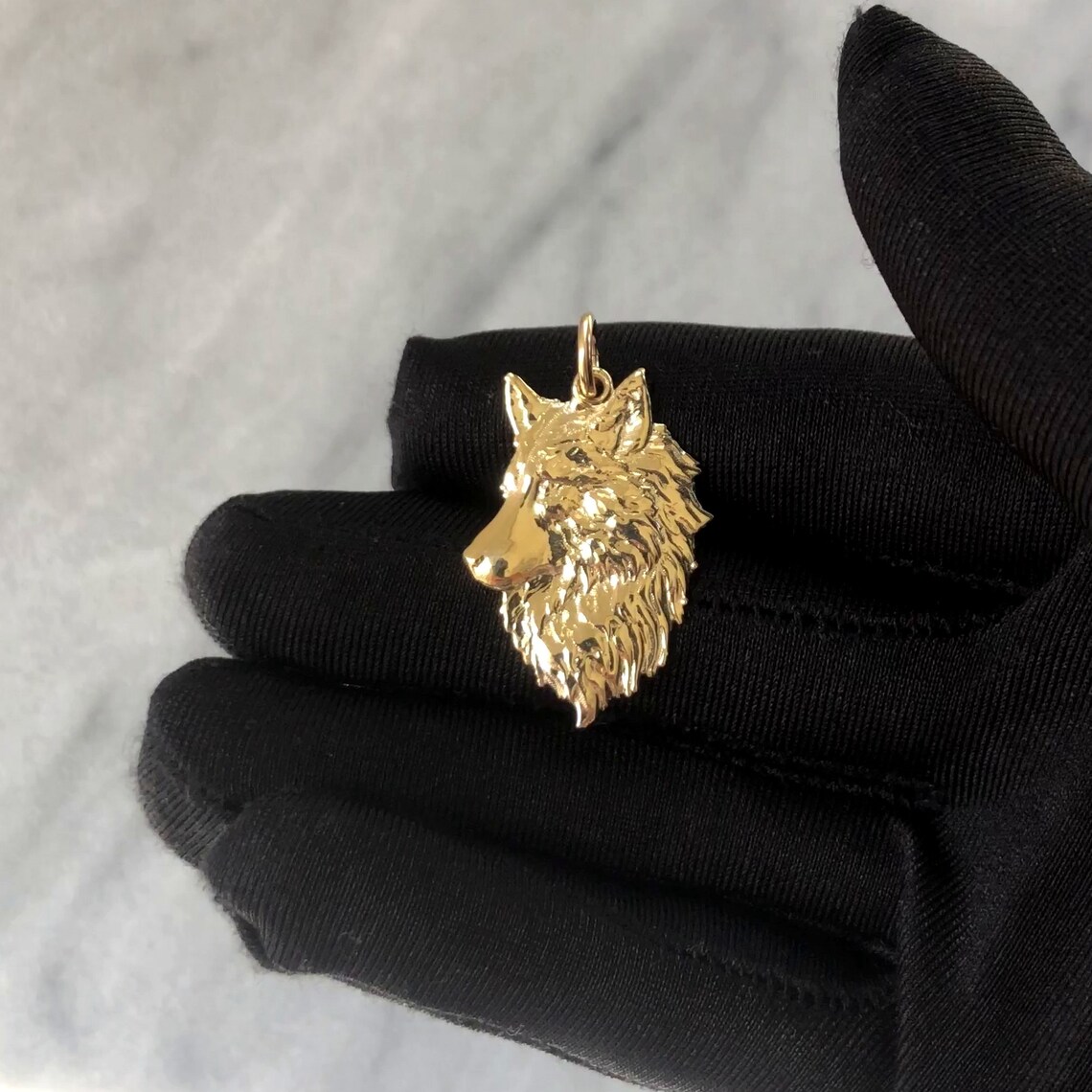 Gold Wolf Pendant 14k Solid Gold Wolf Pendant Wolf Jewelry Etsy