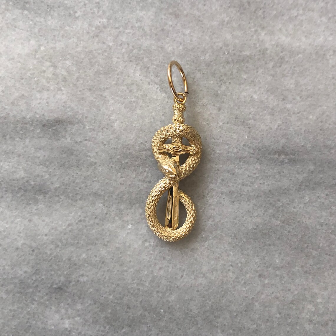 Infinity Snake Pendant 14K 18K Solid Gold Serpent Necklace Etsy