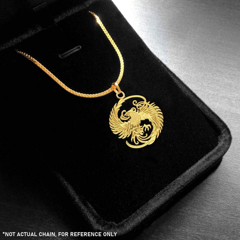 Gold Phoenix Necklace 14k Solid Gold Phoenix Necklace Etsy
