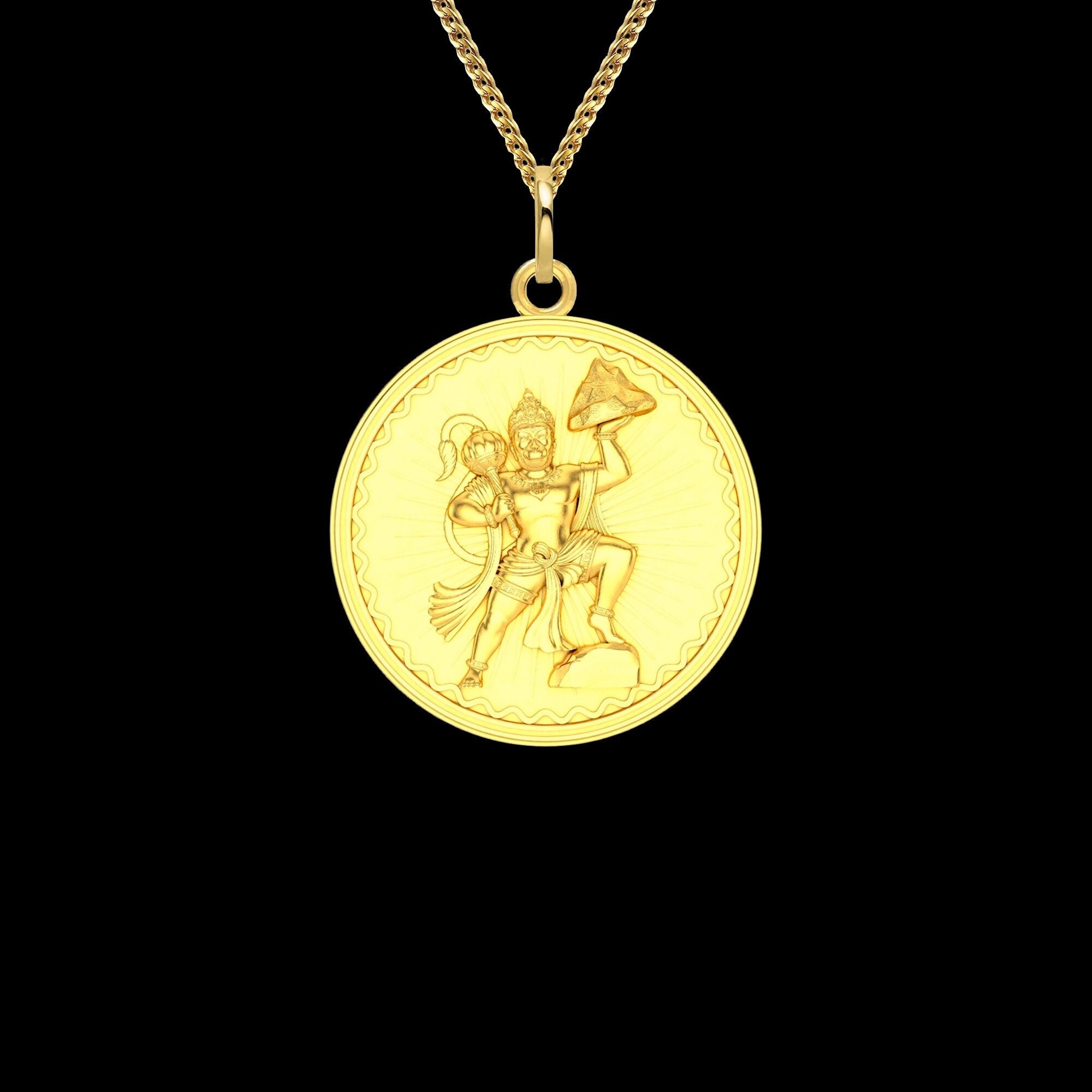 Hanuman Pendant 14k Solid Gold Hanuman 