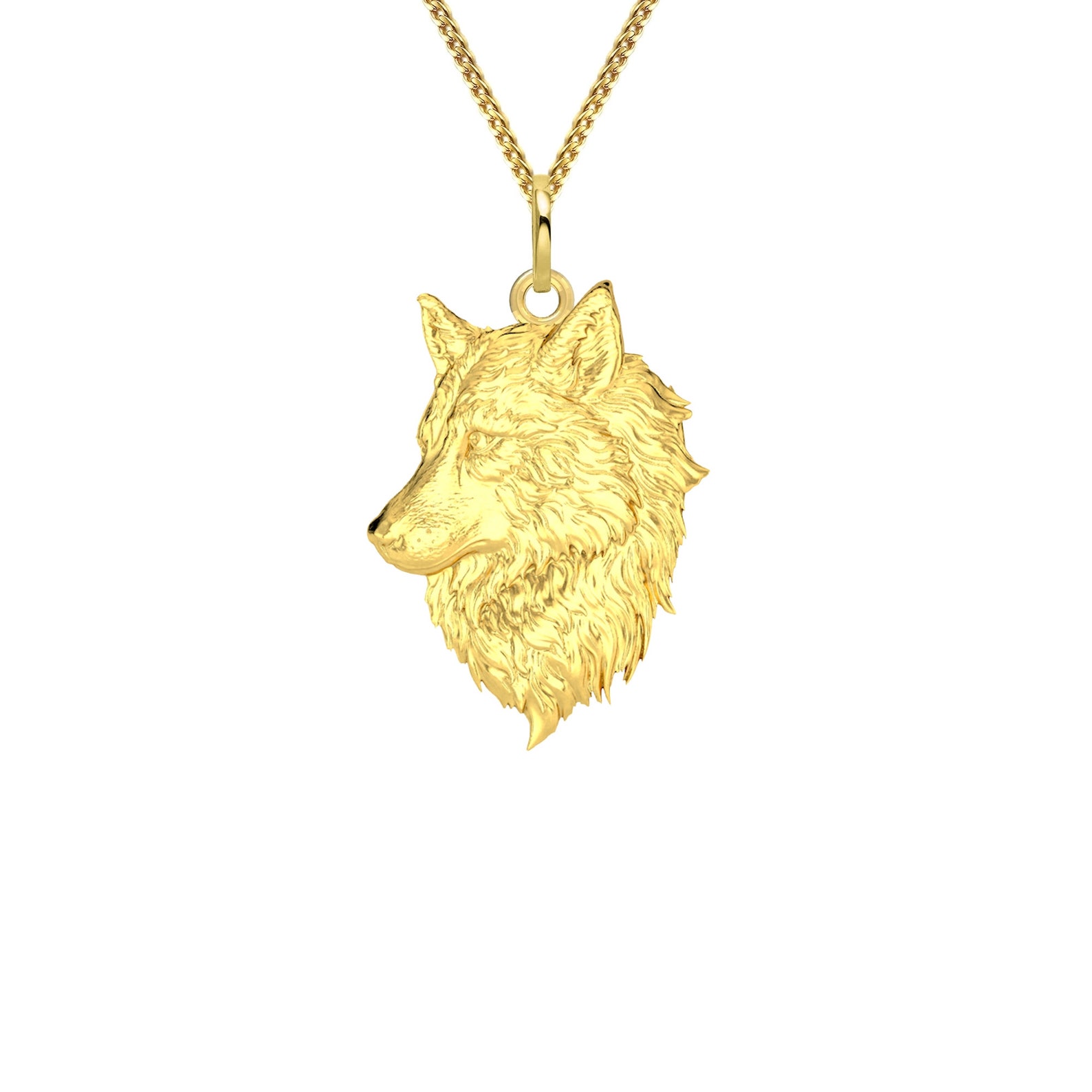 Wolf Necklace 14k Solid Gold Wolf Pendant Wolf Jewelry Etsy