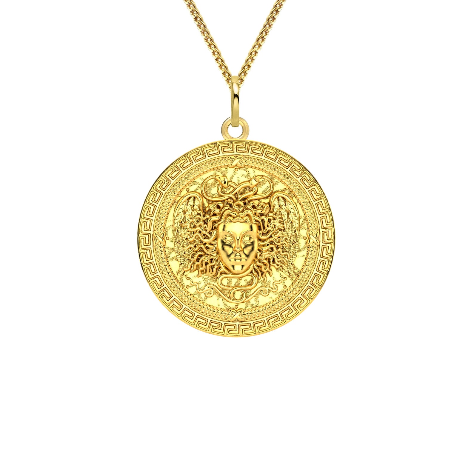 Gold Medusa Pendant 14K 18K Solid Gold Medusa Necklace Etsy