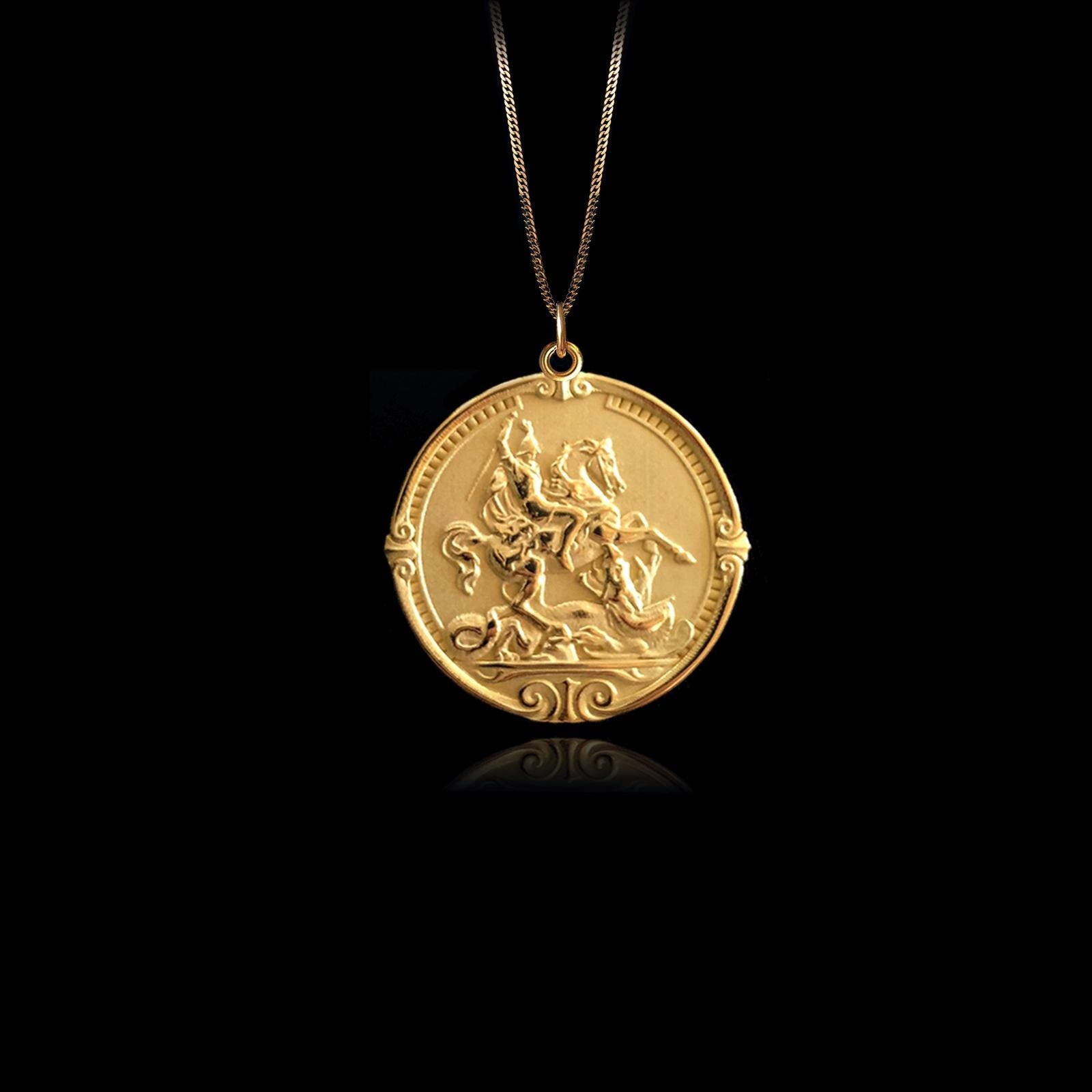 Gold St George Pendant 2 Made in USA Etsy Israel