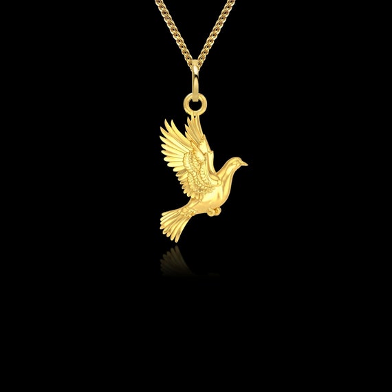 MINI Dove Pendant 25mm 14k Solid Gold 