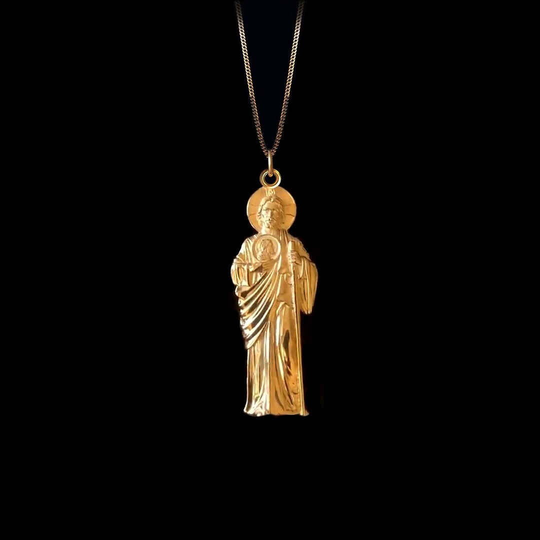 Gold Saint Jude Pendant 14k Solid Gold Saint Jude Necklace, St Jude ...
