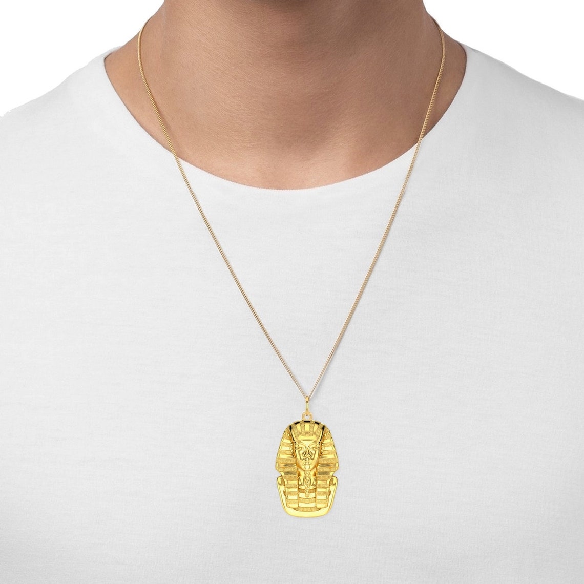 Gold Pharaoh Pendant 18K Solid Gold Pharaoh Necklace Etsy