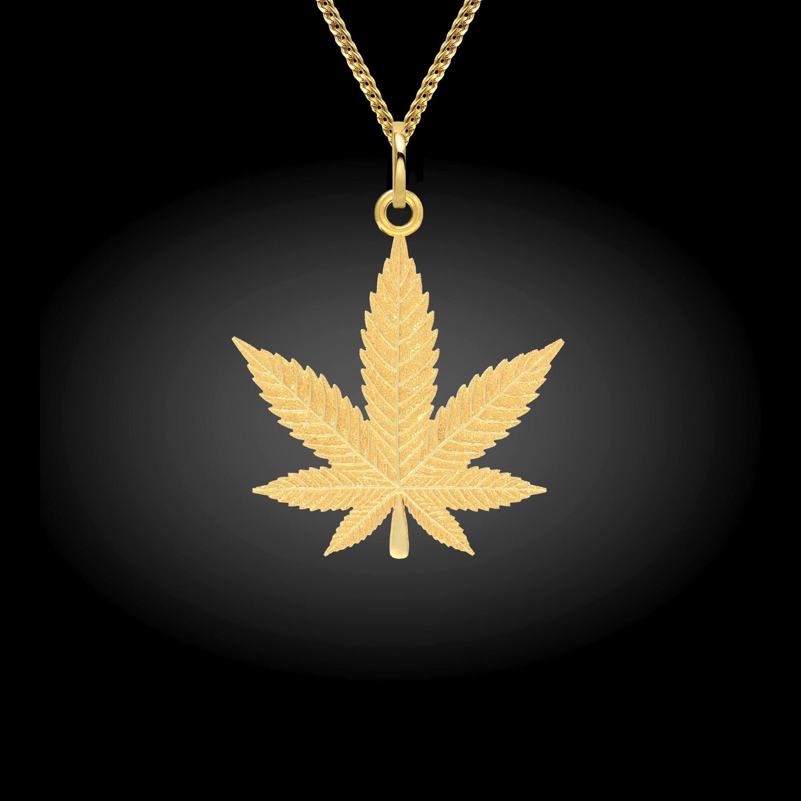Gold Marijuana Pendant 18K Solid Gold Cannabis Necklace Weed Etsy