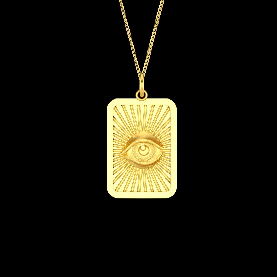 Gold Eye Pendant 14k Solid Gold Illuminati Eye Necklace All Etsy