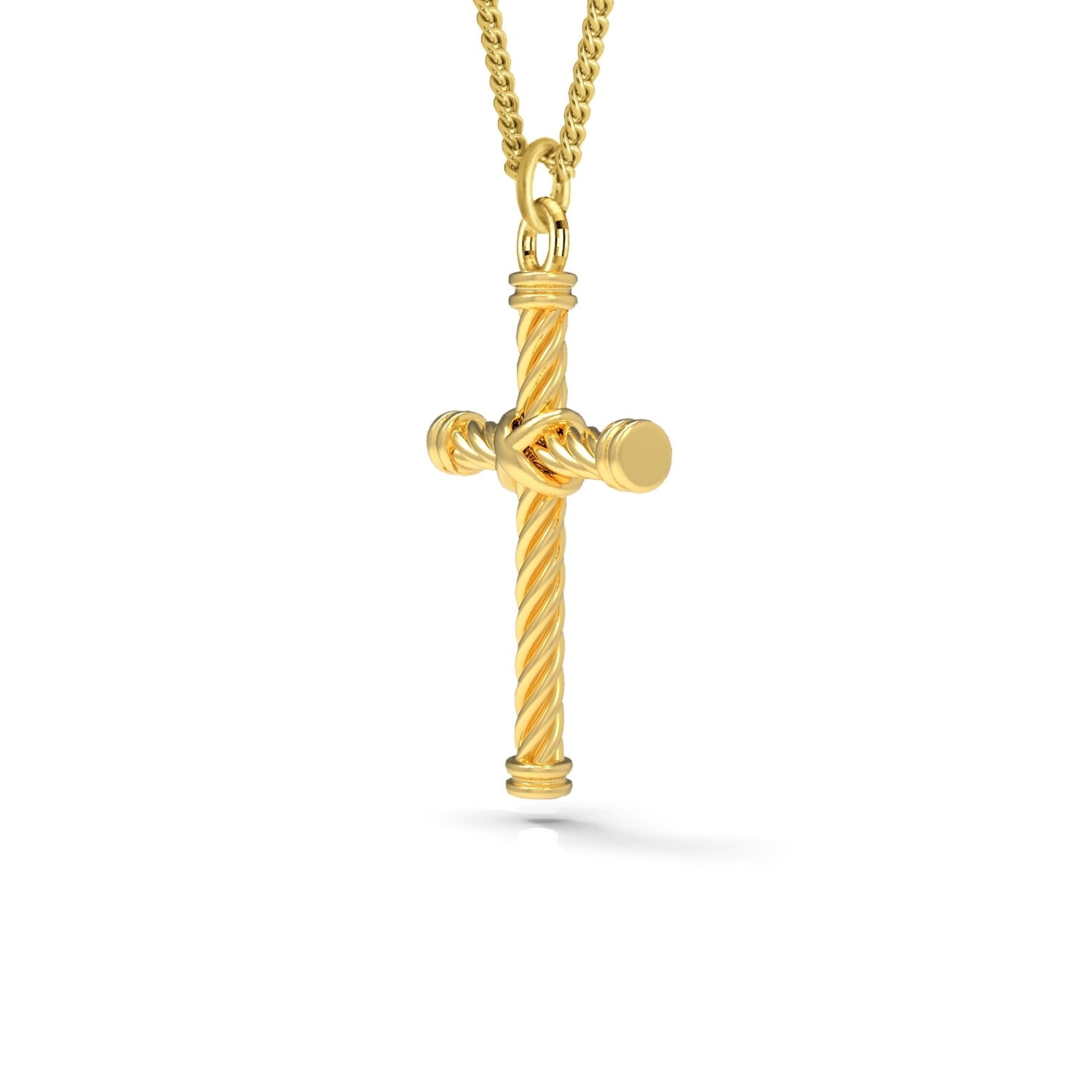 Rope Cross Necklace 14K 18K Solid Gold Rope Cross Necklace Etsy