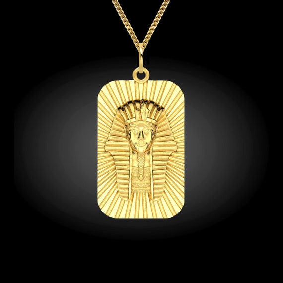 Pharaoh Pendant 18K Solid Gold Pharaoh Head Necklace Etsy