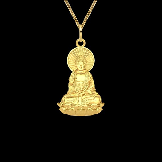 Gold Buddha Necklace 14k Solid Gold 