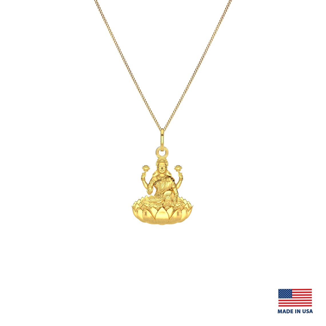 Gold Laxmi Pendant 18K Solid Gold Laxmi Necklace Indian | Etsy
