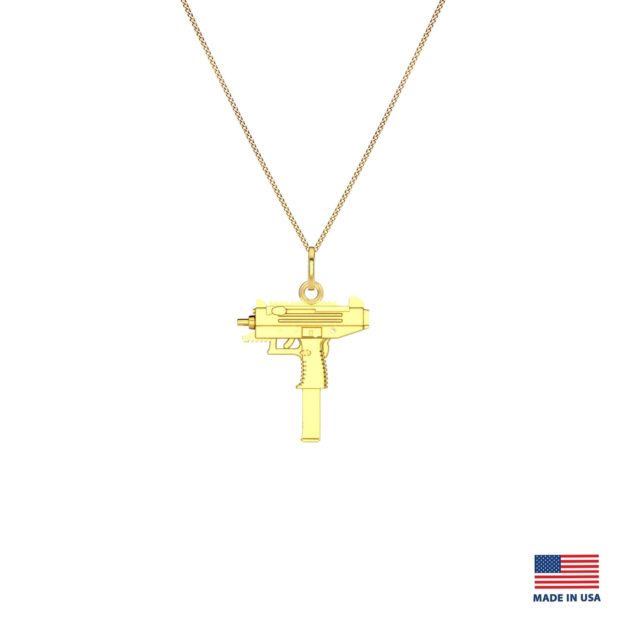 Uzi Pendant 18K Solid Gold Uzi Necklace Gun Necklace for Etsy