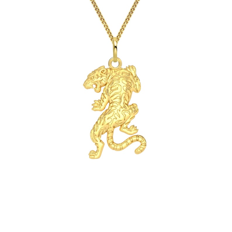 Gold Tiger Pendant 14k Solid Gold Tiger Necklace Leopard Etsy