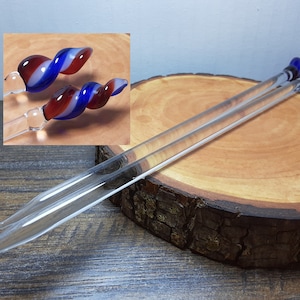 Twisted Red White & Blue Hand Made Hair Sticks