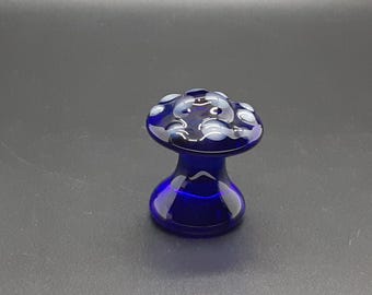 Hand Made Cobalt Blue Glass Mushroom