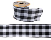 Black Buffalo Plaid Crafter 39 s Square Wire-Edge Ribbon, 2.5 quot x 9 ft. Roll
