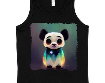 Cute Cartoon Panda Kids Jersey Tank, Panda Kids Tank Top, Panda Print baby Racerback, Summer Outfit Baby Gift, Toddler Tank Christmas Gift