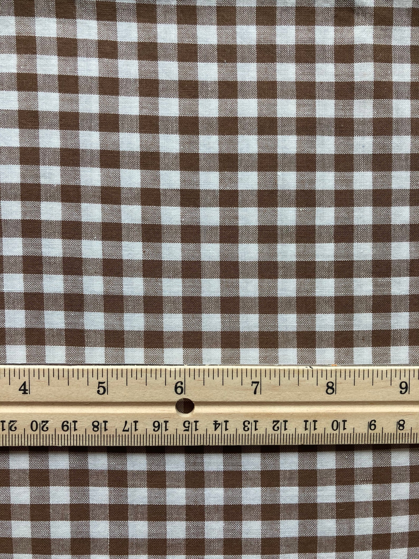 Brown Gingham Fabric Thin Vintage Cotton Some spots that | Etsy