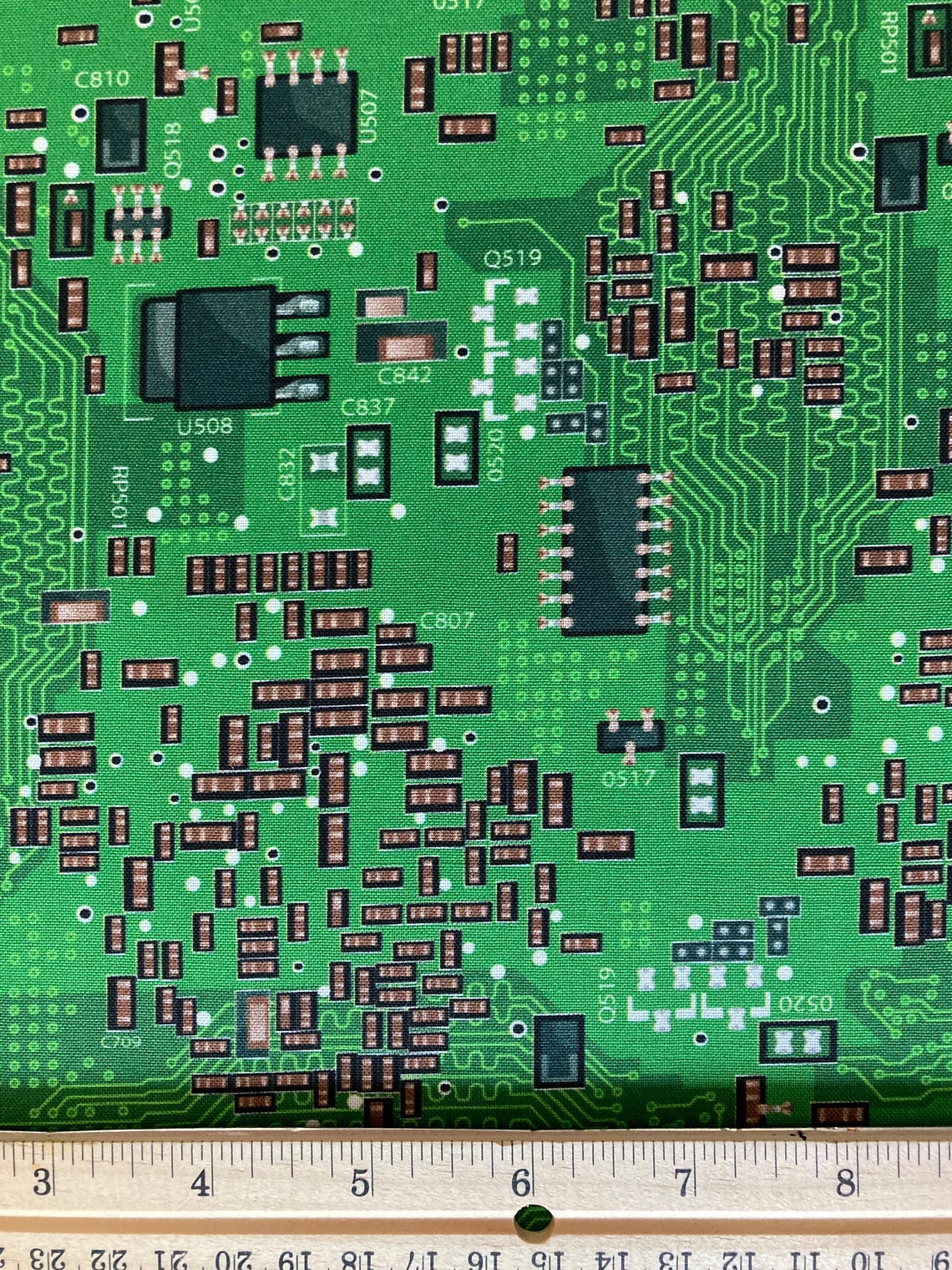 Computer Science Motherboard Fabric Quilting Cotton Green Etsy