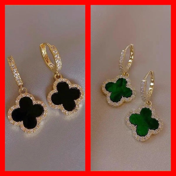 Four Leaf Clover Earring - Valentine's Day Gift - Four Leaf Clover Gold Earrings - Uk Earrings, Handmade