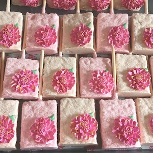 Rice Crispy Treats Gluten Free Pink Flower Birthday Baby Shower Anniversary Wedding Favor Treat Gift Party