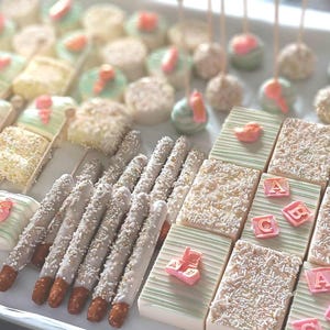 60 PC Gluten Free Baby Shower Treats: Cake Pops, Pretzels, Rice Crispy