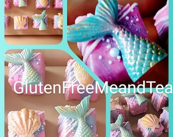 Gluten Free Mermaid Petit Fours Tea Cakes Birthday Baby Shower Bridal Wedding Shower Party  Gift