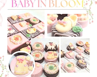 60 PC Gluten Free Baby in Bloom Chocolate Party Package Birthday Baby Shower Gift Cakepops Rice Crispy Treats Cookies Pretzels