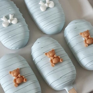 48 PCS Gluten Free Can Bearly Wait Party Package Cakepops Cakesicles Oreos Rice Crispy Baby Blue Shower Teddy Bears Elephants Baby Boy