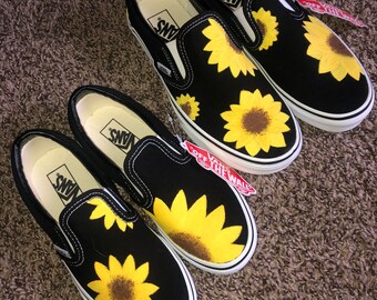 yellow vans with sunflowers
