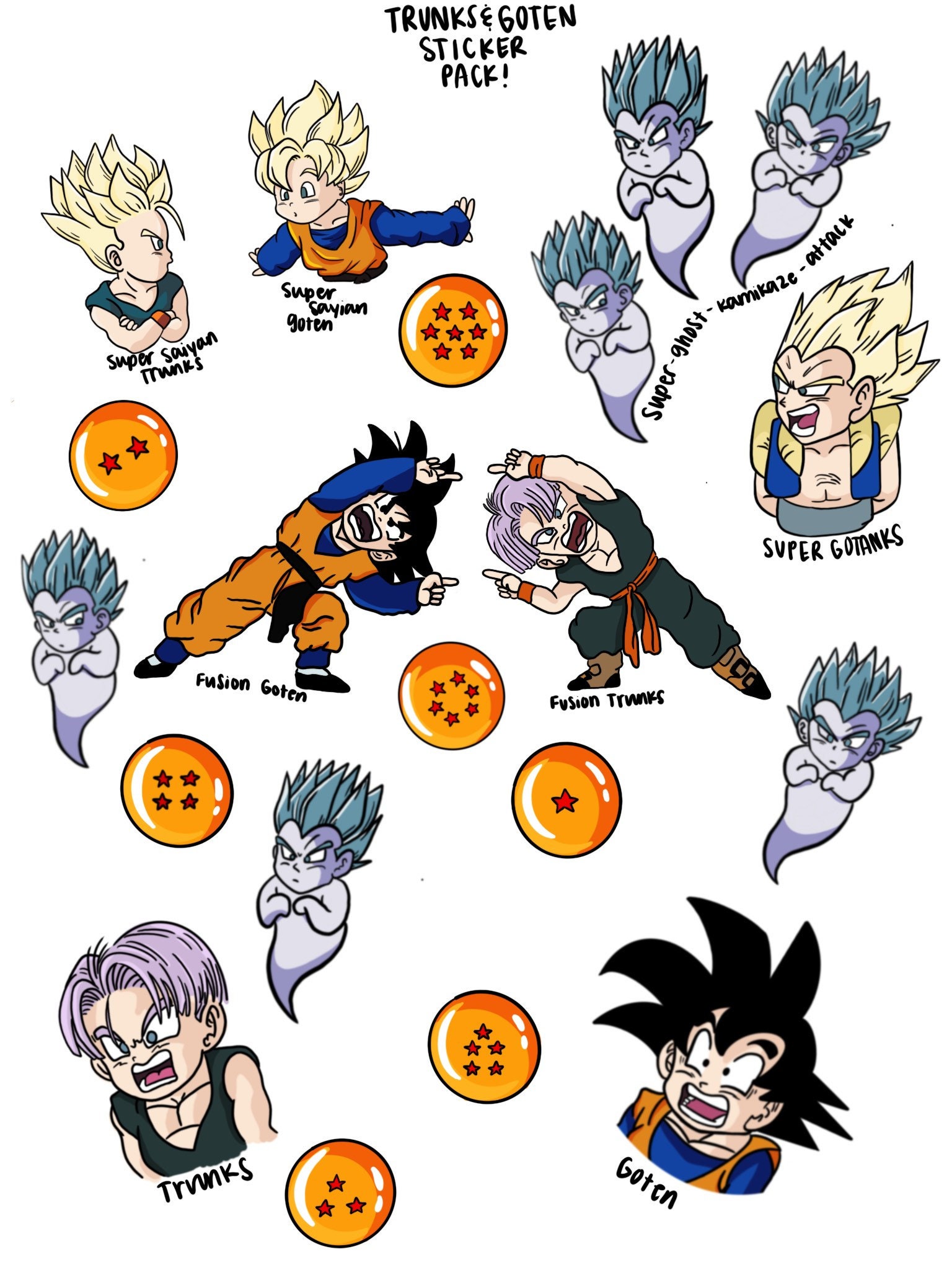 Trunks and Goten Sticker Pack Etsy