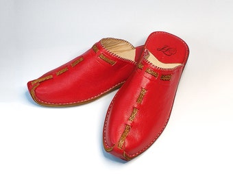 Traditional Moroccan Aladdin Moroccan babouche Big size slippers Handmade shoes Organic Leather Mules Hand dyed gift for him