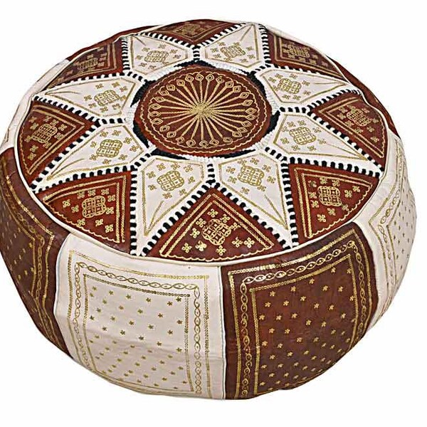 Original Moroccan Pouf - Handmade Genuine Leather - Ottoman Footstool Hassock - 100%  Stitching Leather Pouf Ottoman Pouf Morrocan Leather