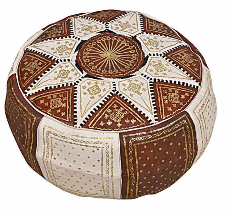 Original Moroccan Pouf Handmade Genuine Leather Ottoman Etsy