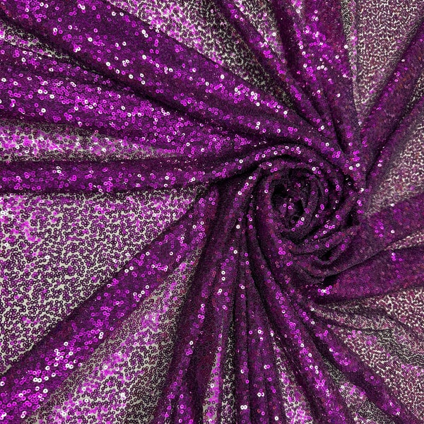 Purple Mesh Sequins, all over 3mm sequins on mesh, 59/60", By the Yard