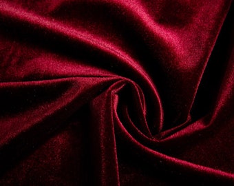 Burgundy Velvet Fabric, 60", Polyester & Spandex, Clothing, Hair Accessories, Crafts, Sewing, DIY, Decor