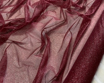 Burgundy Glitter Mesh/Tulle, 60/62&quot;, Sold By the Yard