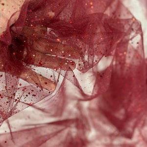 Burgundy Glitter Tulle/Mesh, Shimmer Tulle by the Yard, 60/62&quot;, Dress, Gown, Proms, Event Decors,