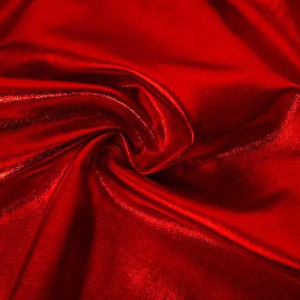 Red Metallic Lame Fabric, 4-Way Stretch Foil Fabric, 59", 6 COLORS, Sold By the Yard